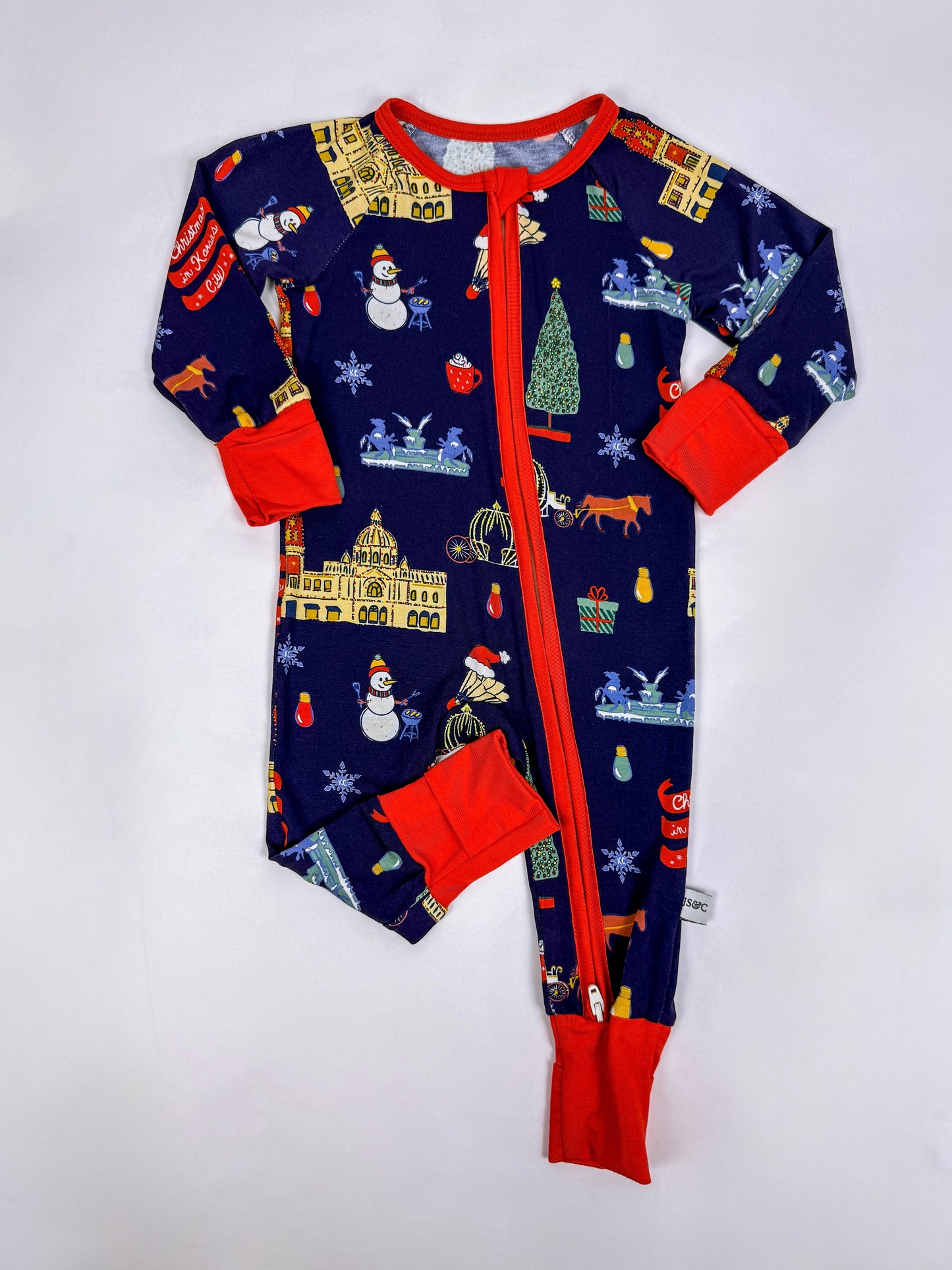 Christmas in Kansas City Unisex Zip Convertible Bamboo Pajamas