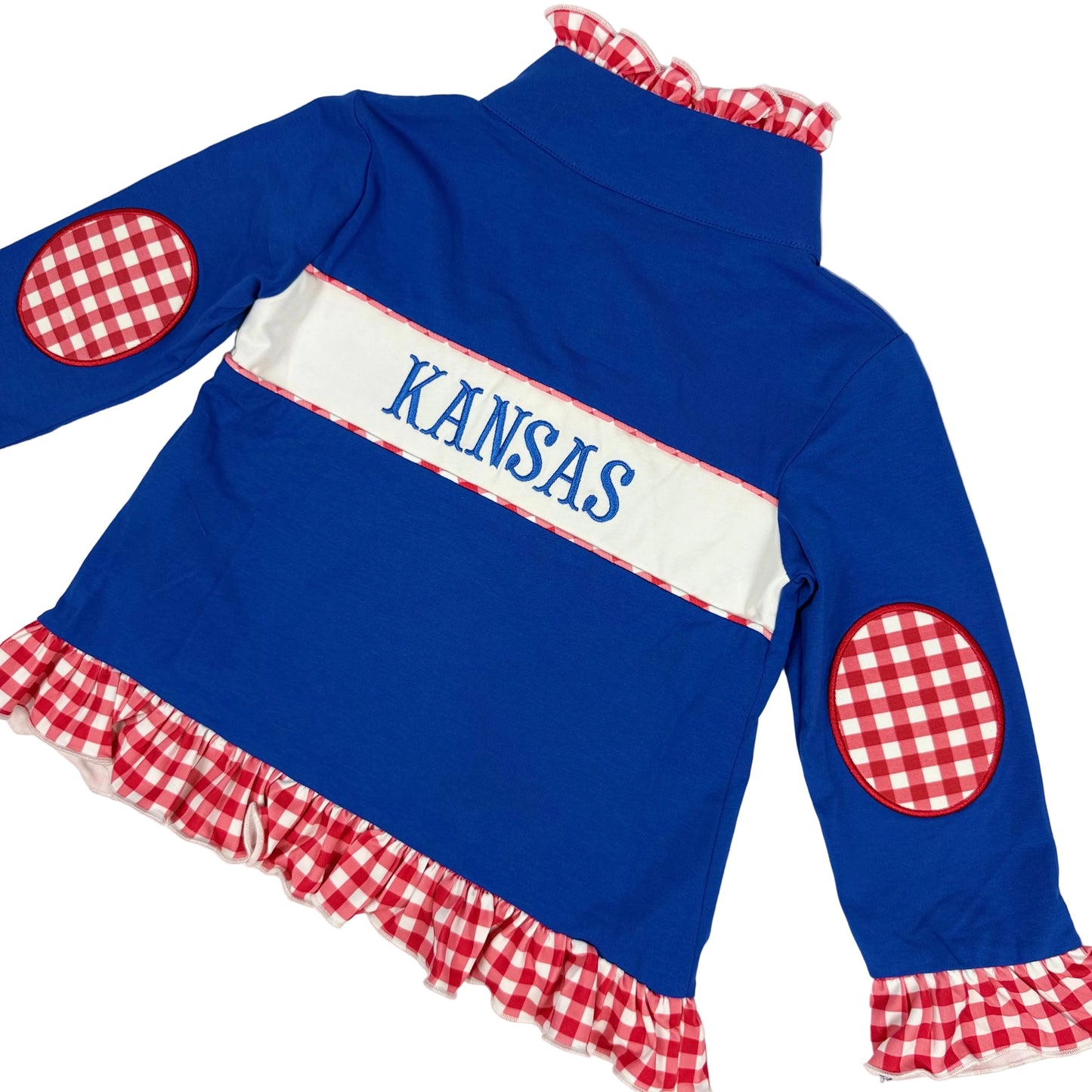 Embroidered Kansas Ruffle Pullover | KU Inspired