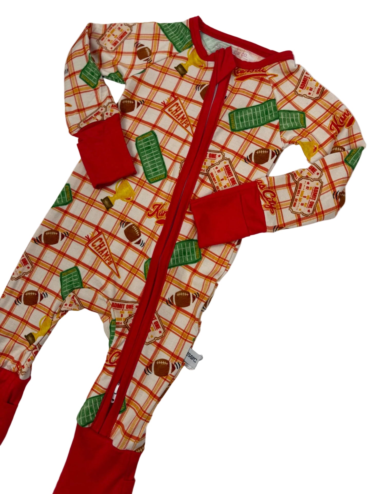 Unisex Heritage Plaid Bamboo Zip | Kansas City Football Inspired Kids Pajamas