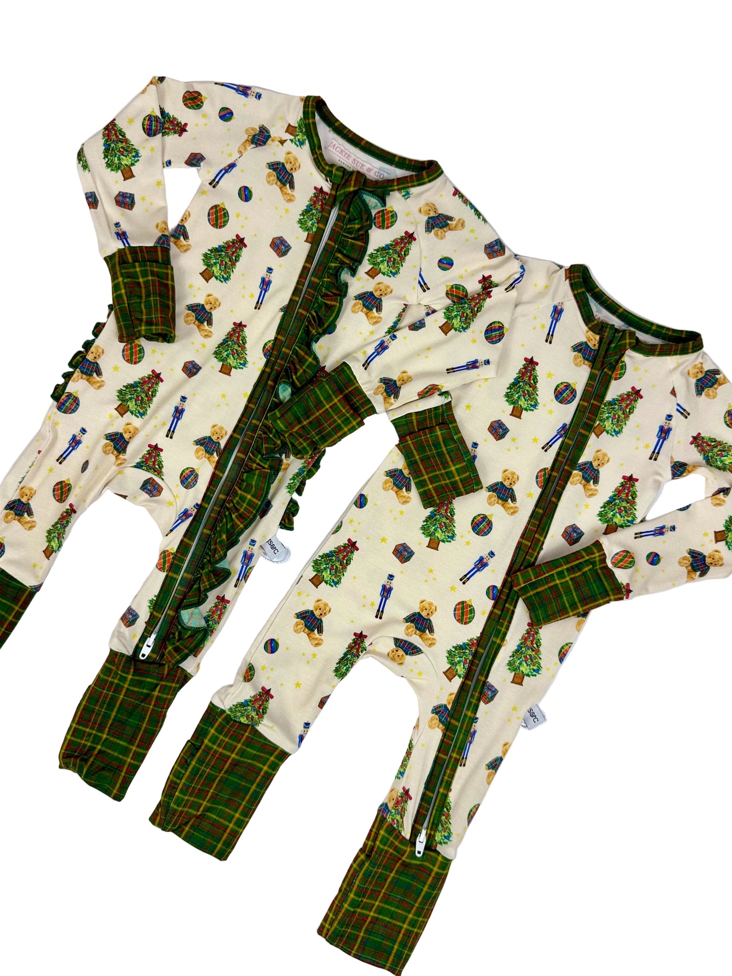 Christmas Traditions Ruffle Zip Convertible Pajamas