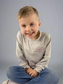 Heather Grey Long Sleeve Boys Valentine Tee – "Mama’s Boy" with Heart & Arrow Embroidery