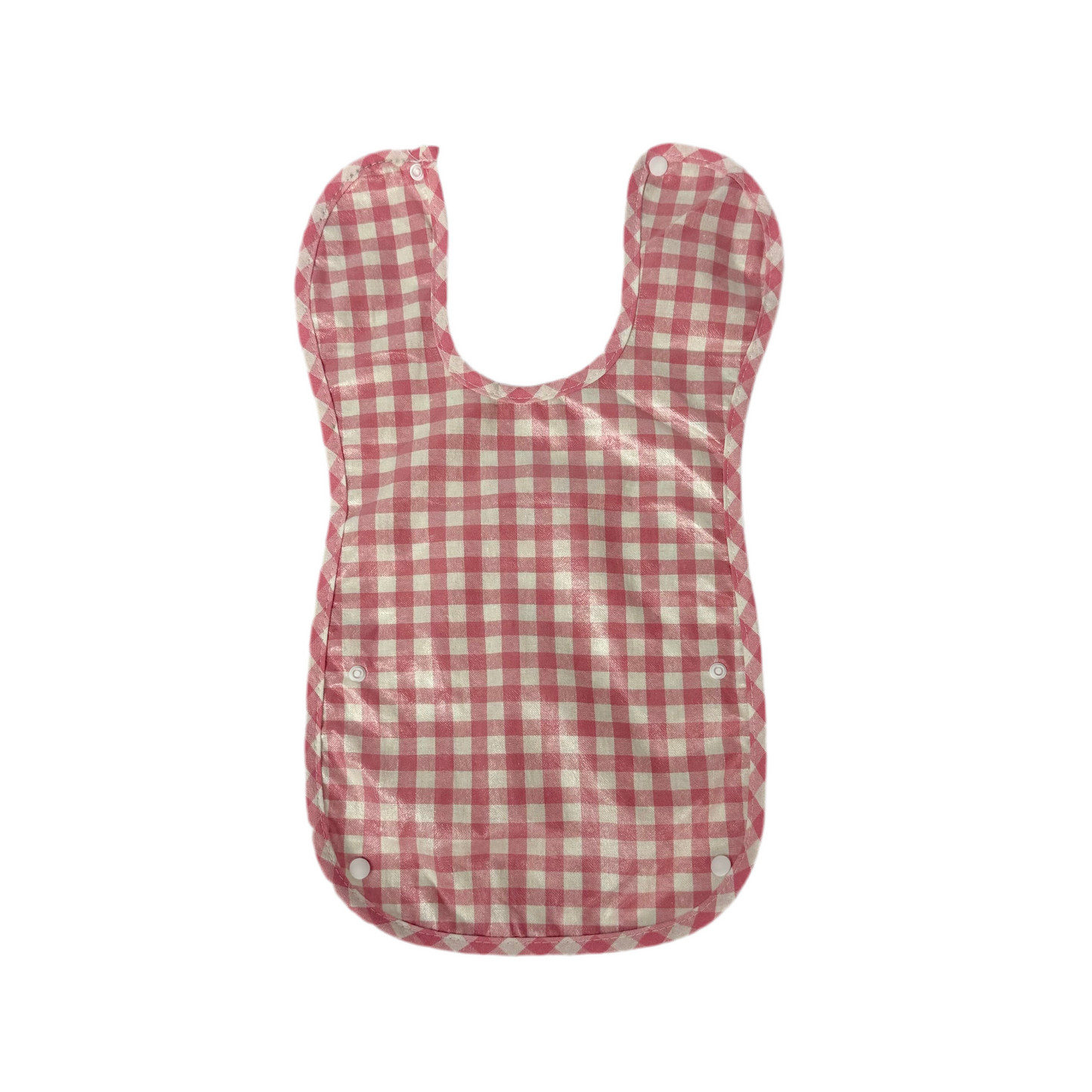 Tartan Checkered Bib with Button-Enclosure Pouch – Available in Green, Navy, Pink & Light Blue