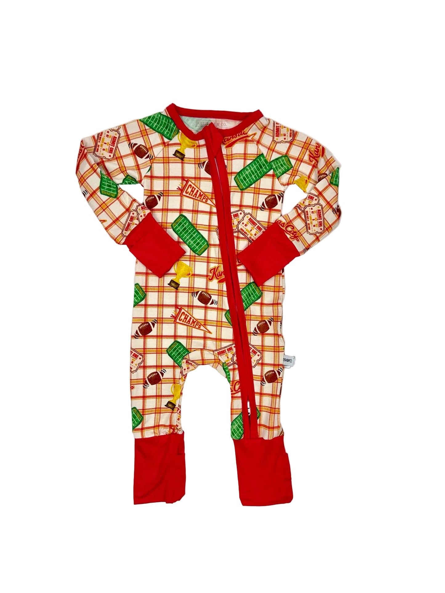 Unisex Heritage Plaid Bamboo Zip | Kansas City Football Inspired Kids Pajamas