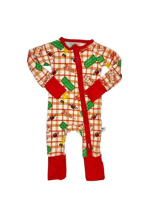 Unisex Heritage Plaid Bamboo Zip | Kansas City Football Inspired Kids Pajamas