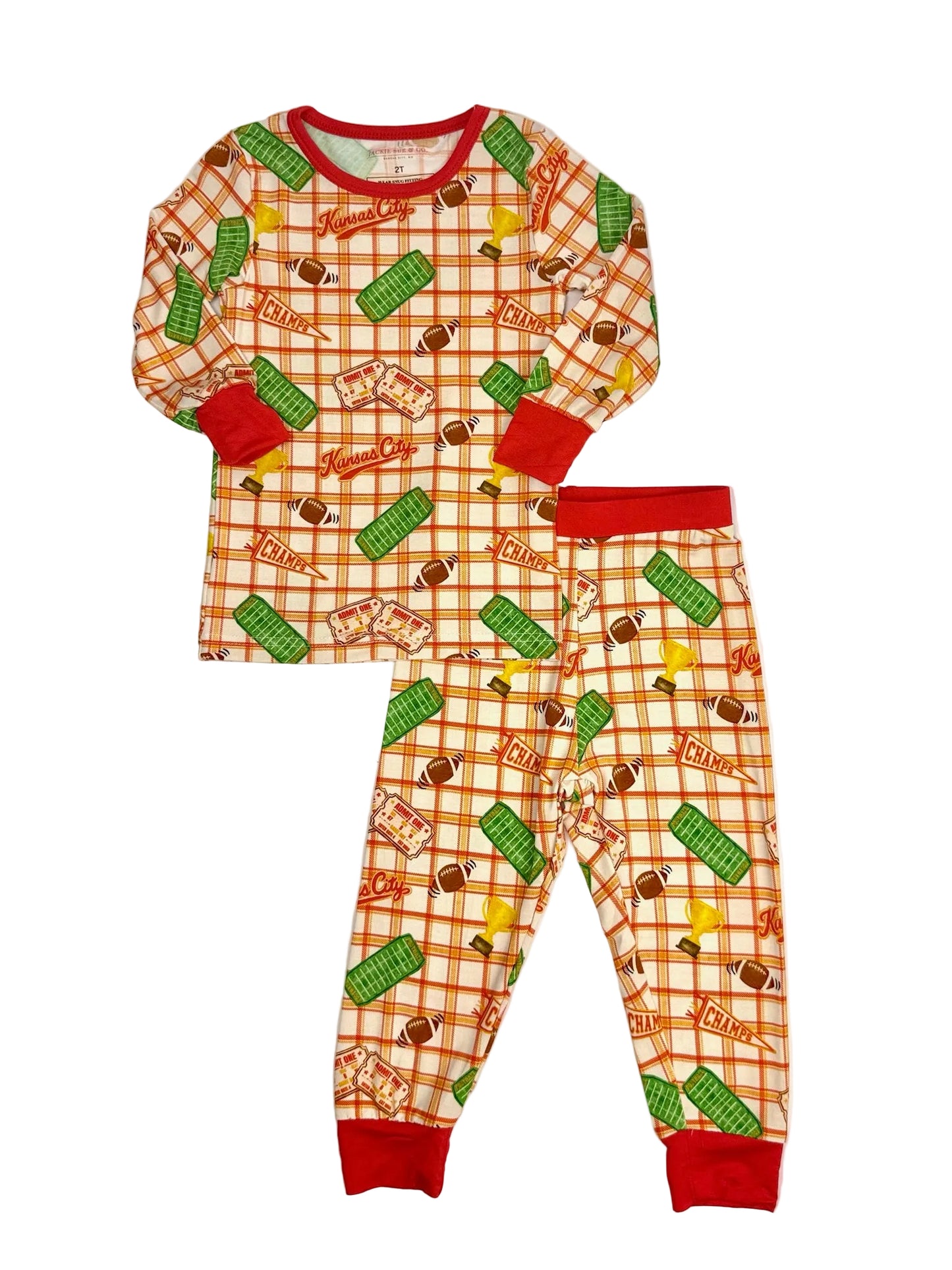 Unisex Heritage Plaid Bamboo Set | Kansas City Football Inspired Kids Pajamas
