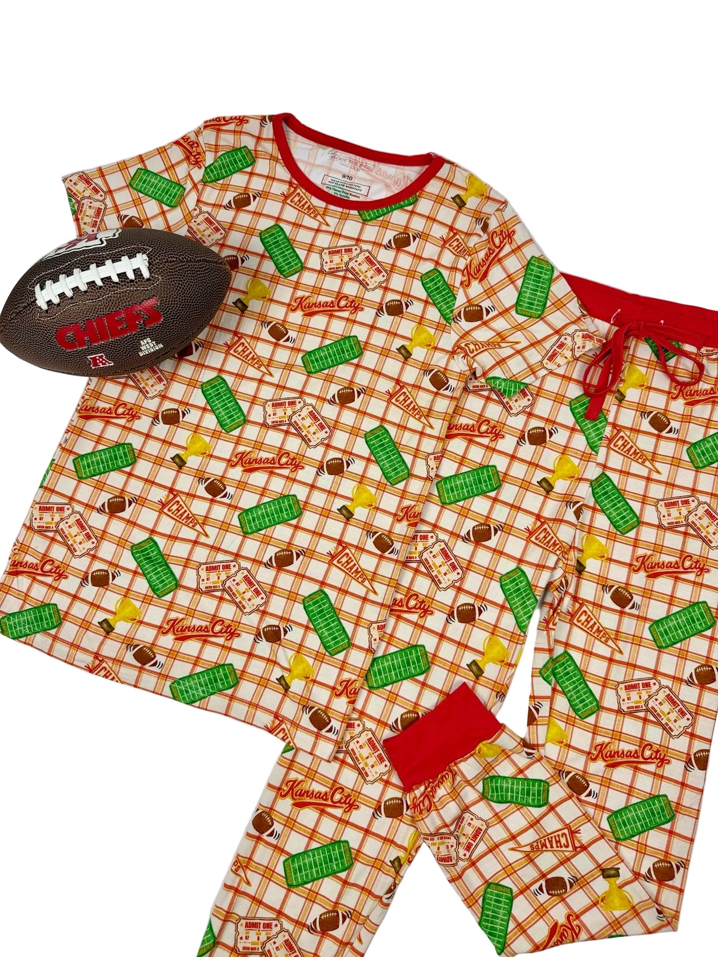 Youth Heritage Plaid Bamboo Jogger Set | Kansas City Football Inspired