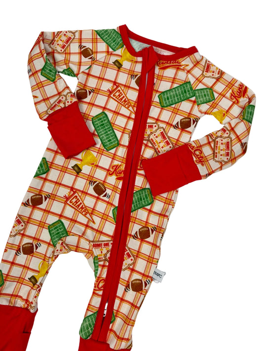 Unisex Heritage Plaid Bamboo Zip | Kansas City Football Inspired Kids Pajamas