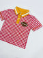 Boys Red and Gold Gingham Football Polo