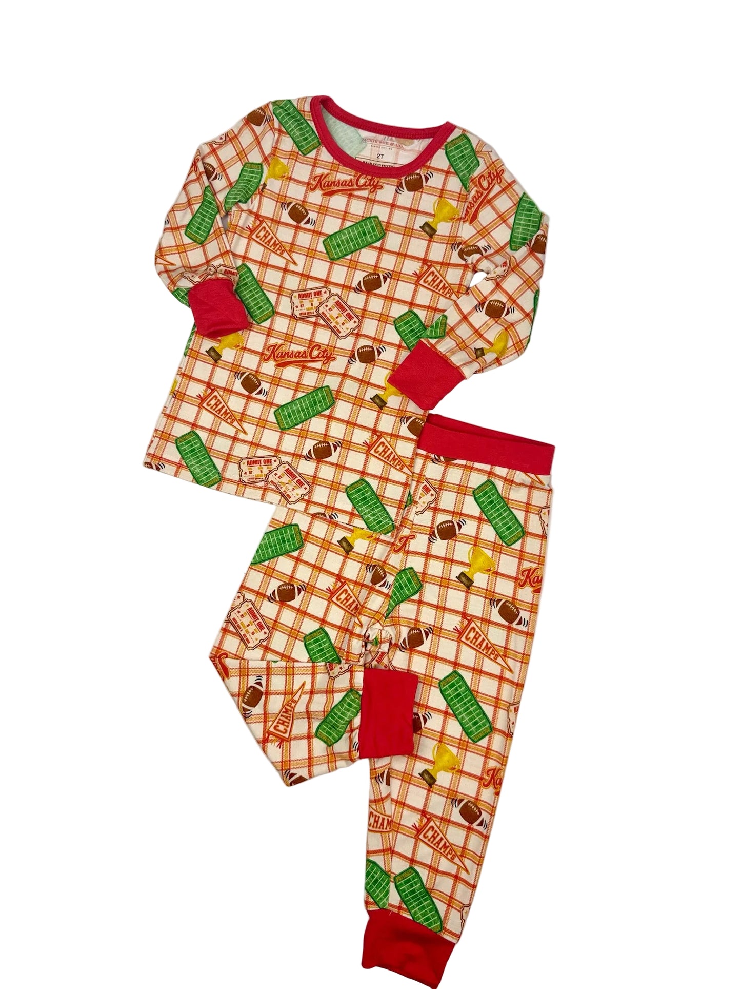 Unisex Heritage Plaid Bamboo Set | Kansas City Football Inspired Kids Pajamas