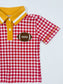 Boys Red and Gold Gingham Football Polo