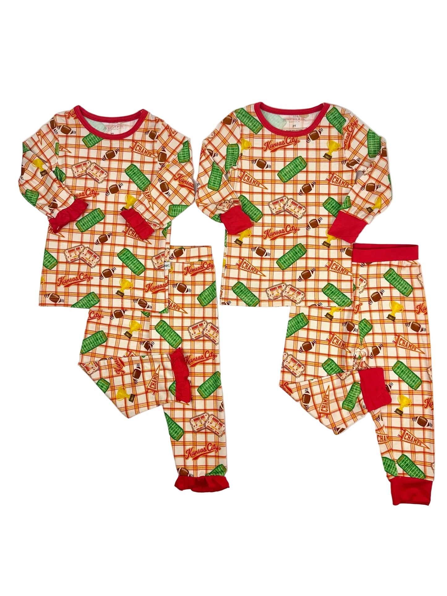 Unisex Heritage Plaid Bamboo Set | Kansas City Football Inspired Kids Pajamas