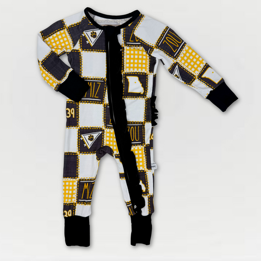 Missouri Quilted College Zip-Up Ruffled Bamboo Pajama