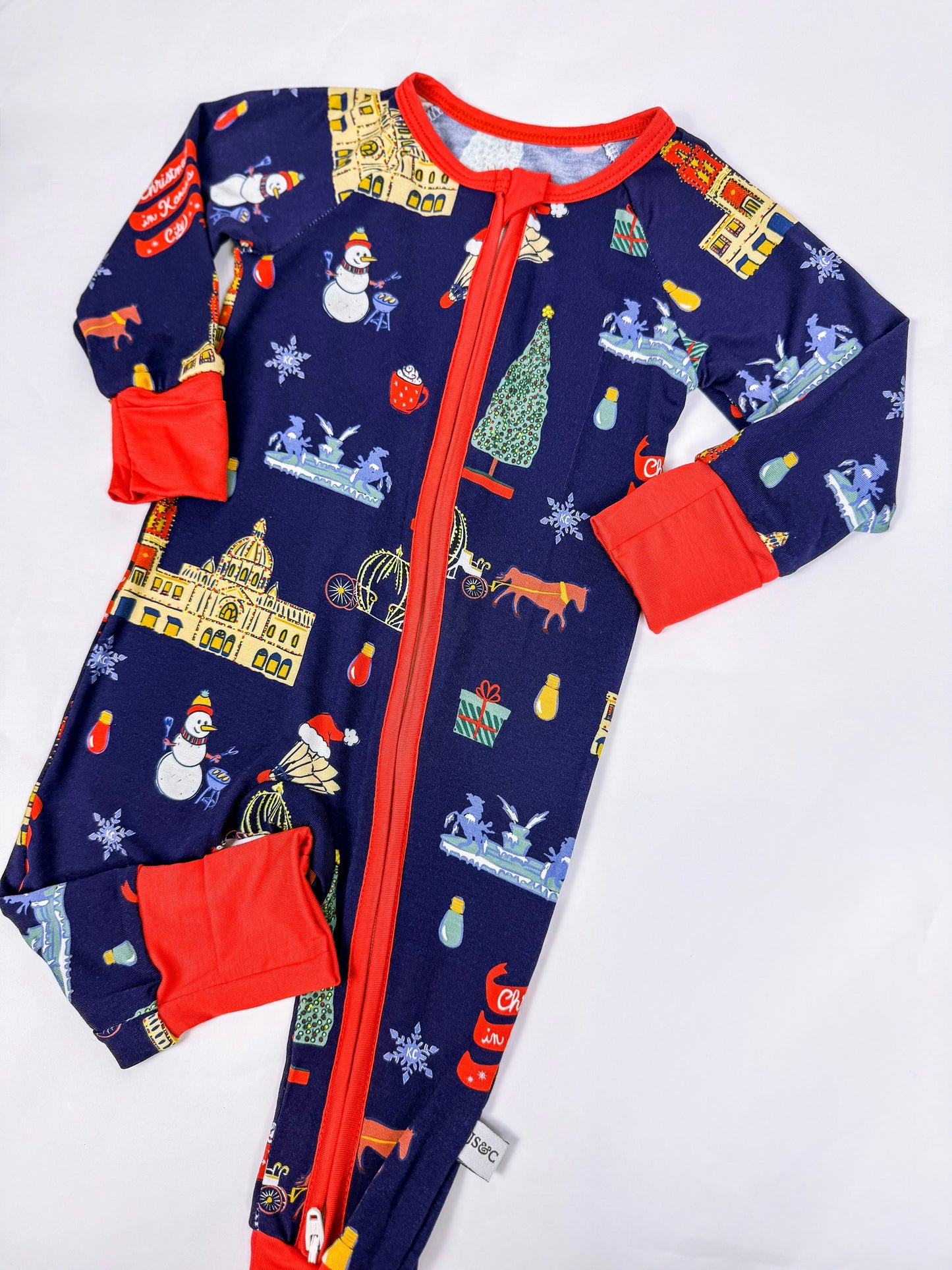 Christmas in Kansas City Unisex Zip Convertible Bamboo Pajamas