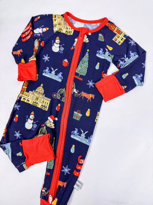 Christmas in Kansas City Unisex Zip Convertible Bamboo Pajamas