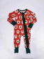 Red Vintage Christmas Ruffle Convertible Pajamas