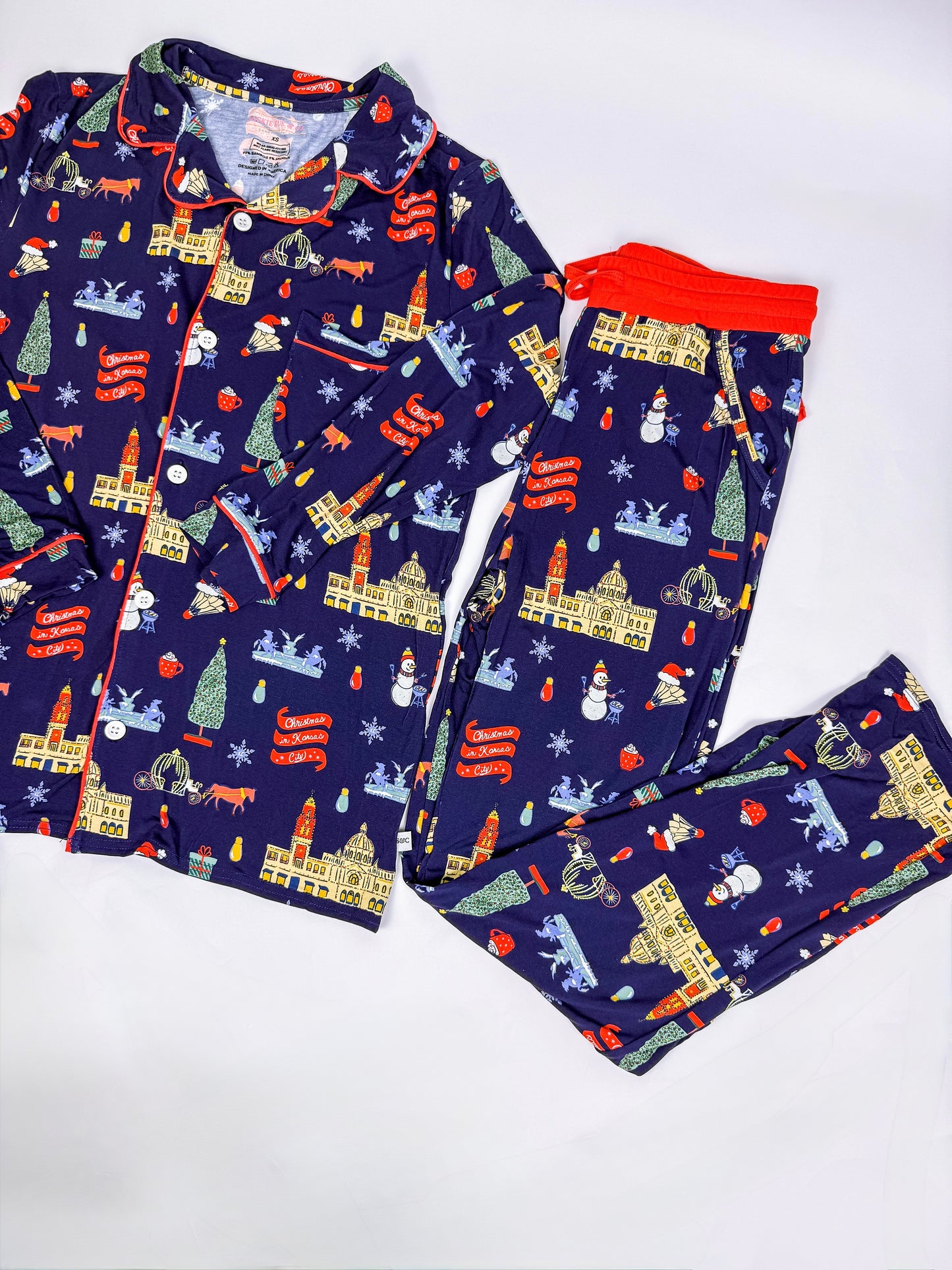 Christmas in Kansas City Unisex Adult Bamboo Pajama Set