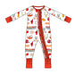 Kingdom Print Zip-Up Ruffled Bamboo Pajama