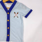Boys Blue & White Striped Baseball Button-Up