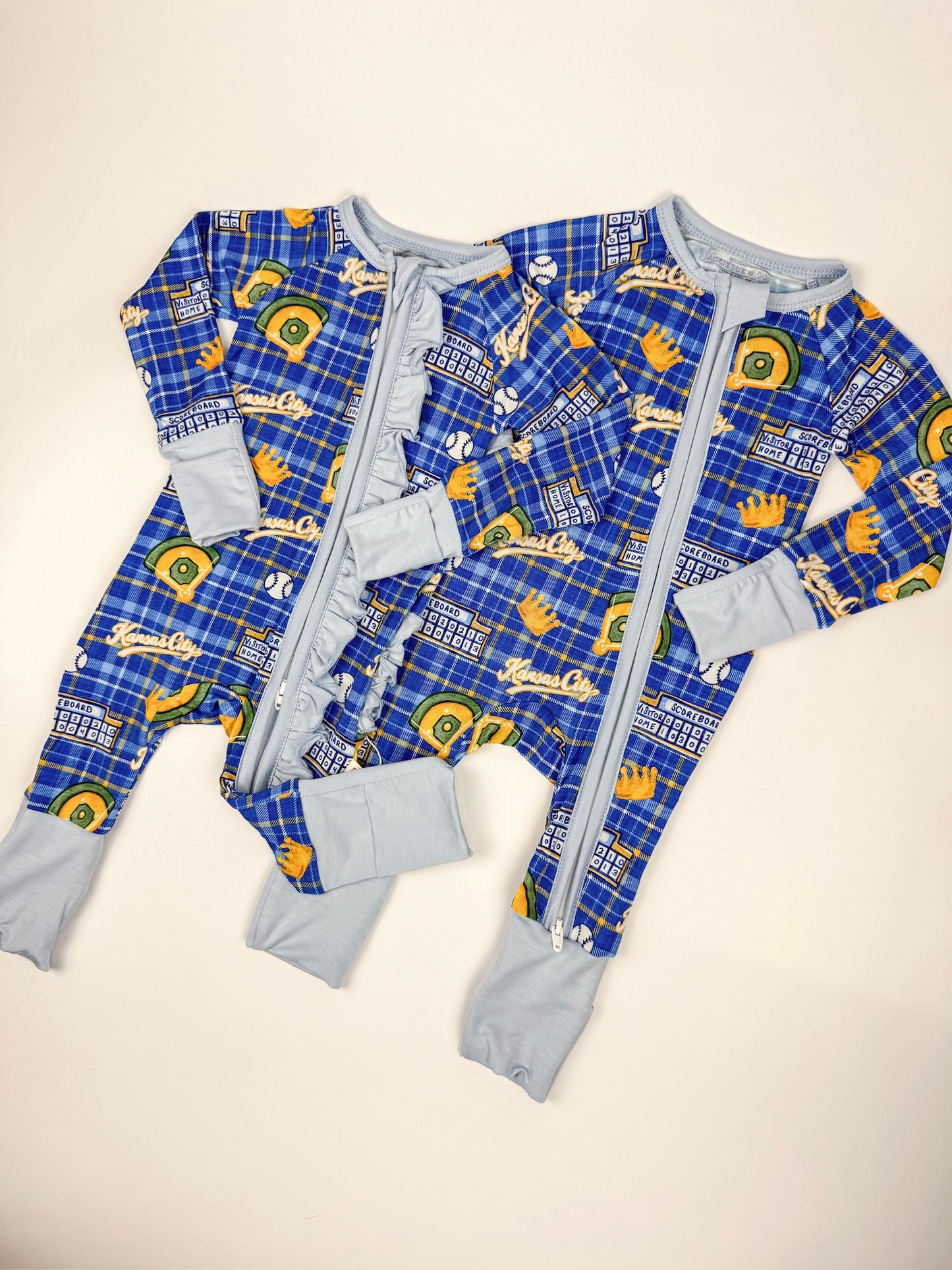 Heritage Plaid Baseball Ruffle Zip Convertible Bamboo Pajama