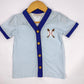 Boys Blue & White Striped Baseball Button-Up