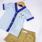 Boys Blue & White Striped Baseball Button-Up