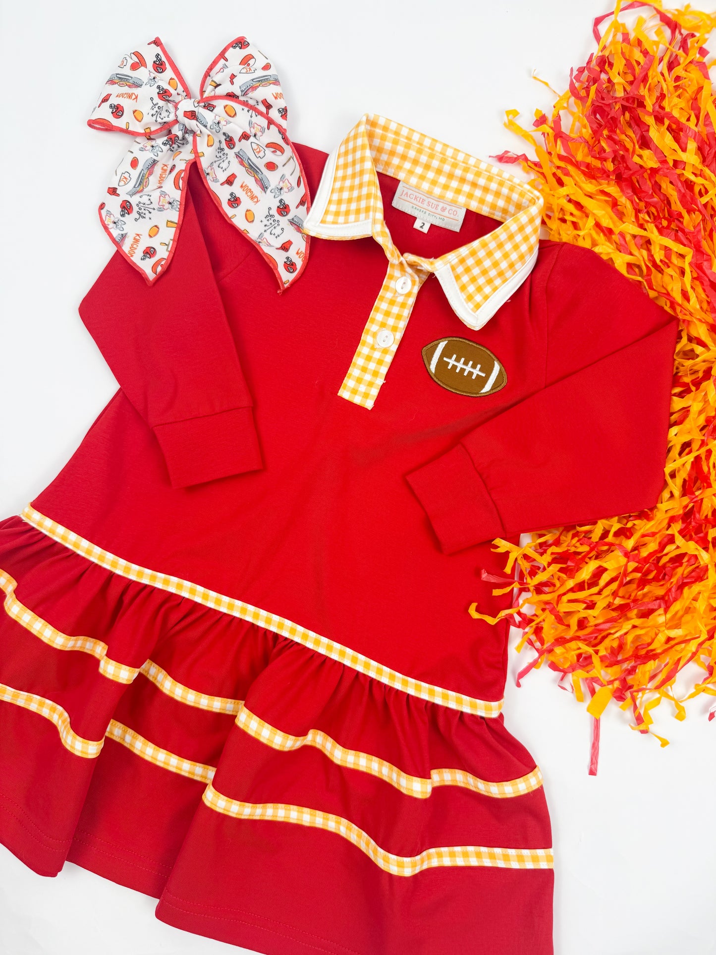 Appliqué Football Long Sleeve Dress