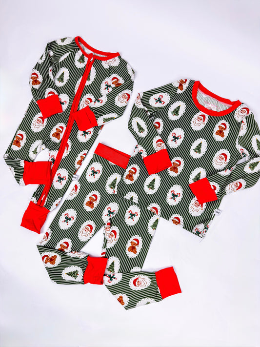 Green Vintage Christmas Convertible Pajamas