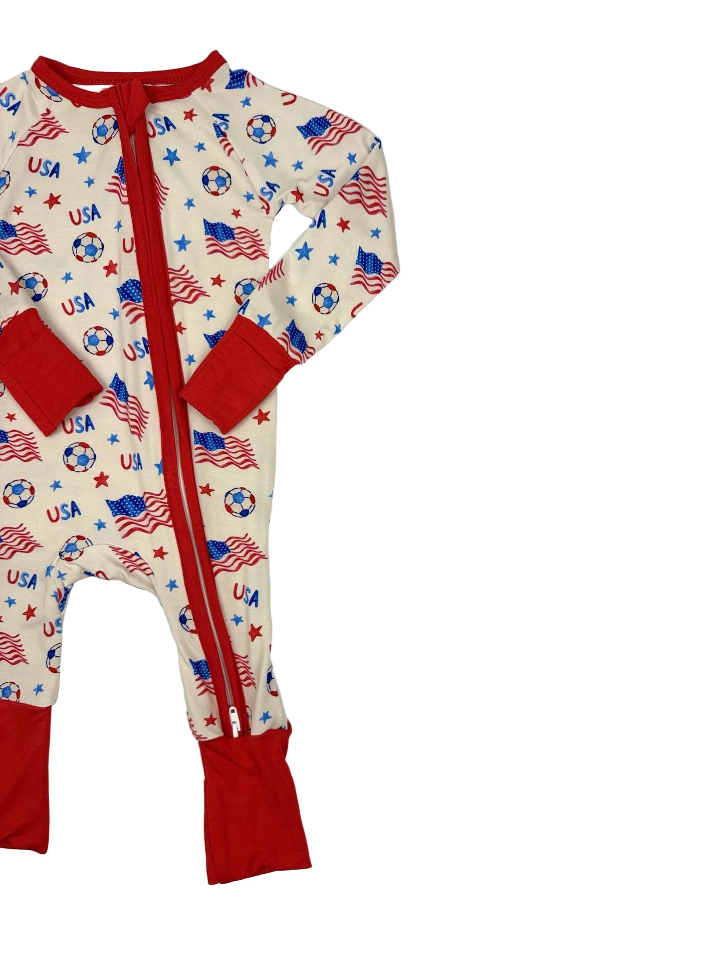 Stars, Stripes & Soccer Convertible Zip Bamboo Pajamas