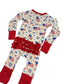 Girls Stars, Stripes & Soccer Convertible Ruffle Zip Bamboo Pajamas
