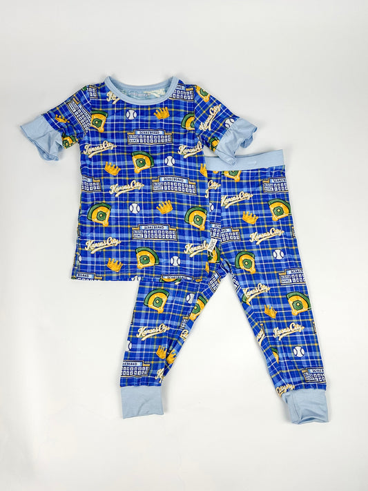 Heritage Plaid Baseball Ruffle Two-Piece Bamboo Pajama
