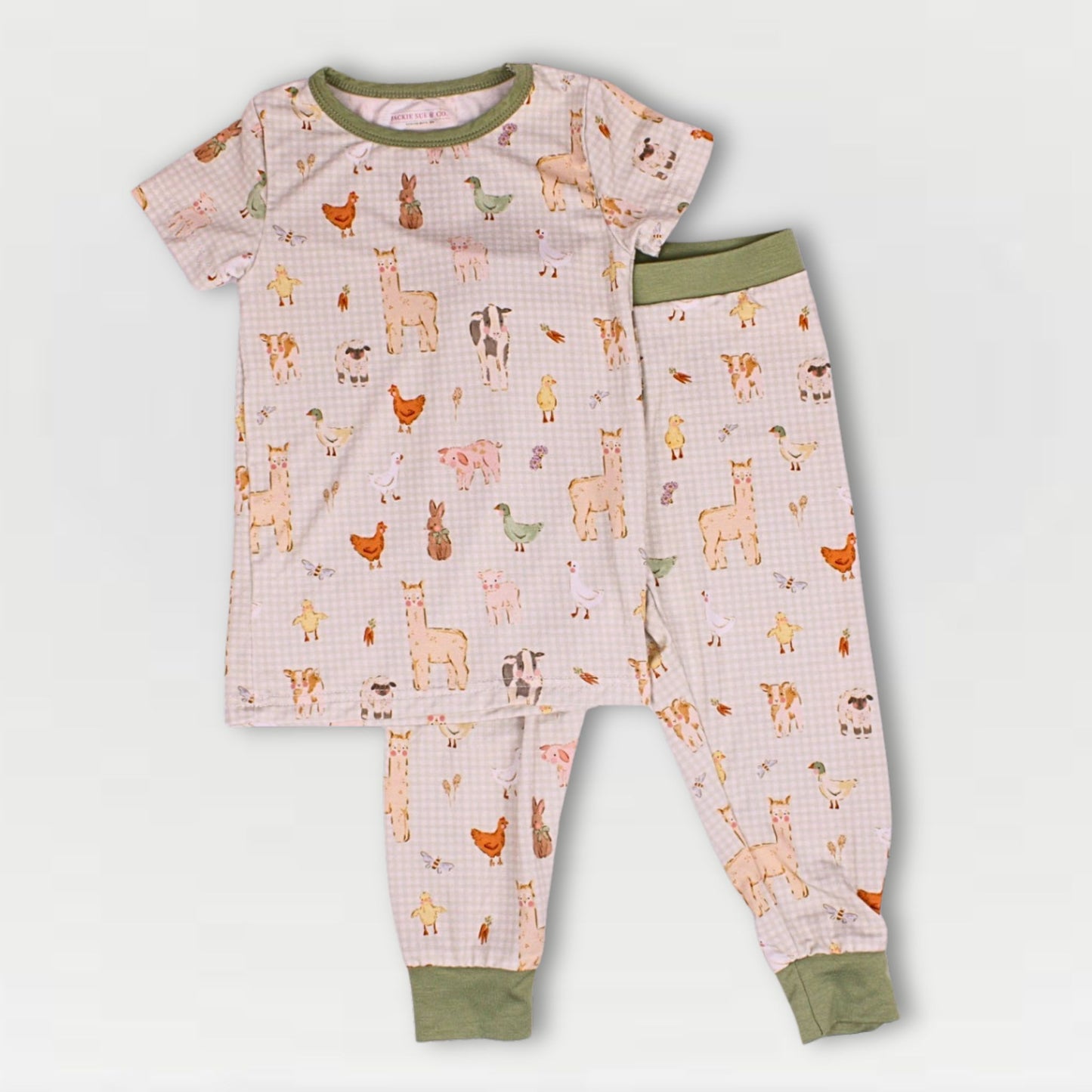 Farmstead Gingham Collection - Boys 2 Piece Bamboo Pajama Set