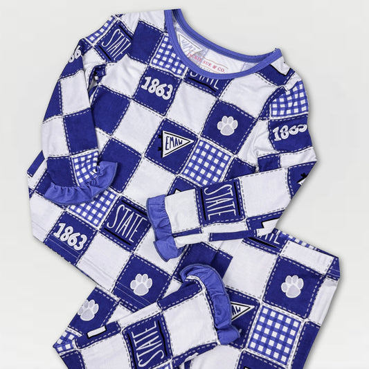 K-State Quilted College 2-Piece Ruffled Bamboo Pajama