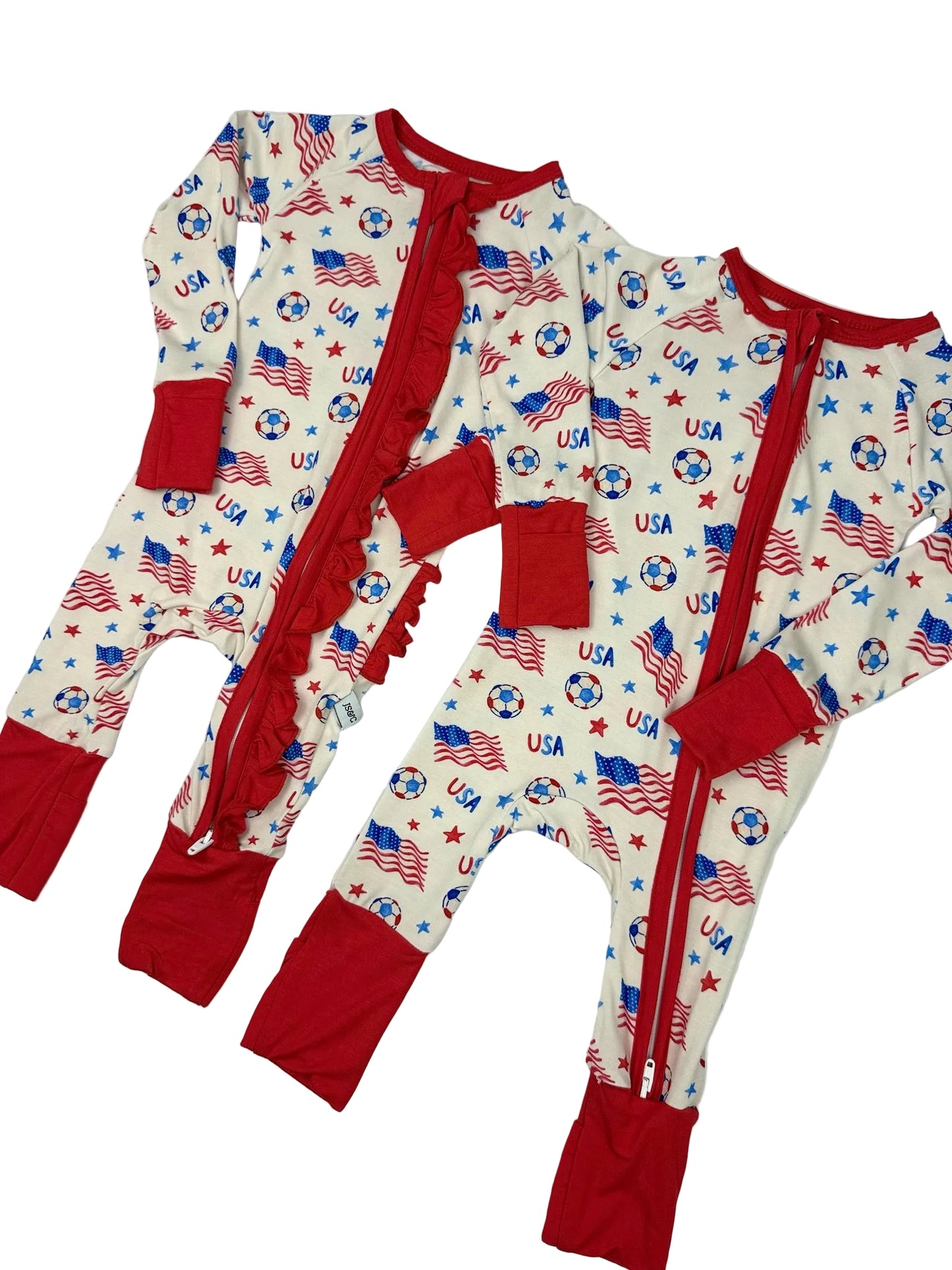 Stars, Stripes & Soccer Convertible Zip Bamboo Pajamas