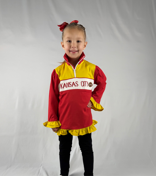 Smocked Girls Kansas City Chiefs Quarter Zip