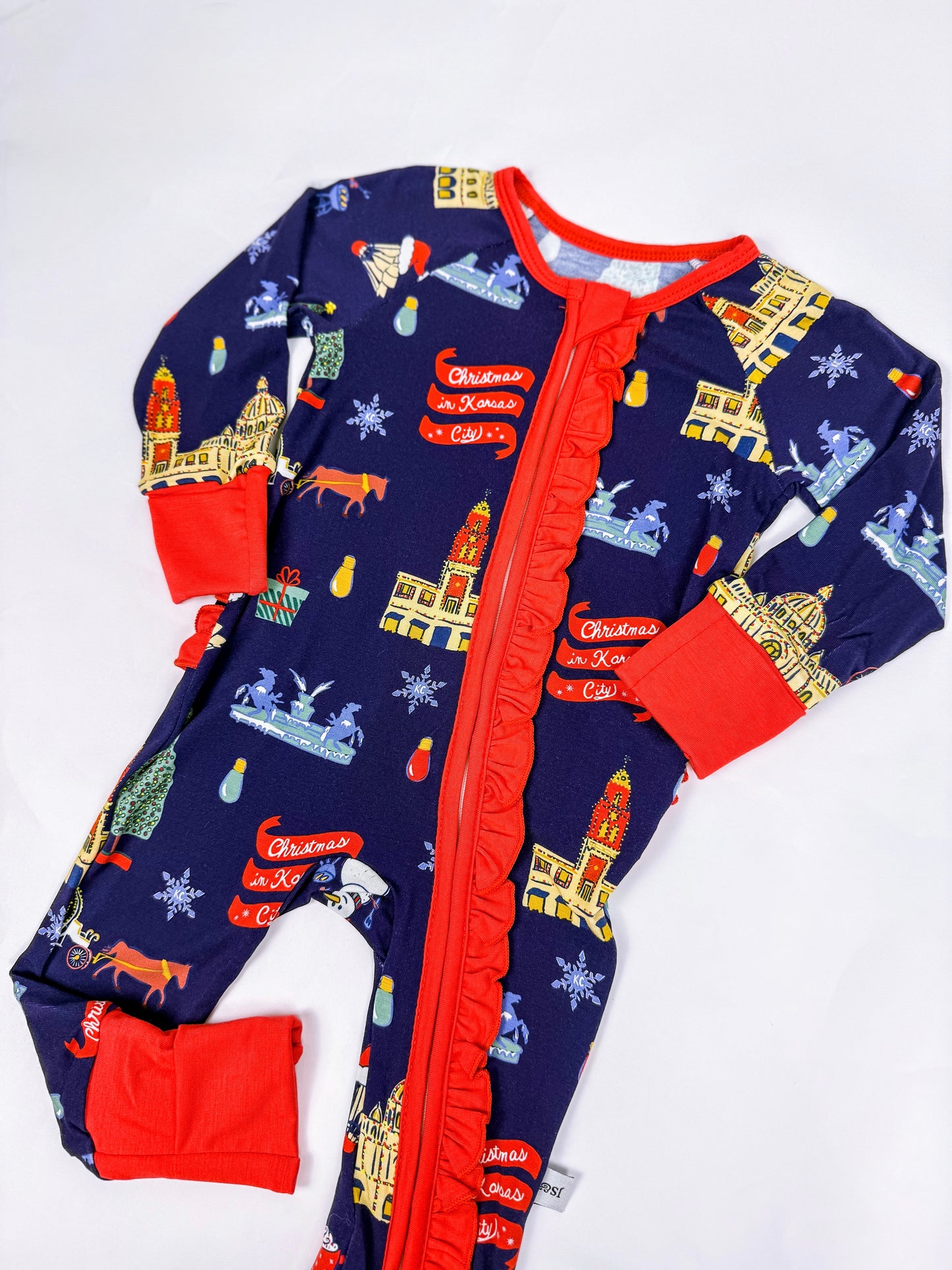 (Pre-Order) Christmas in Kansas City Ruffle Zip Convertible Pajamas