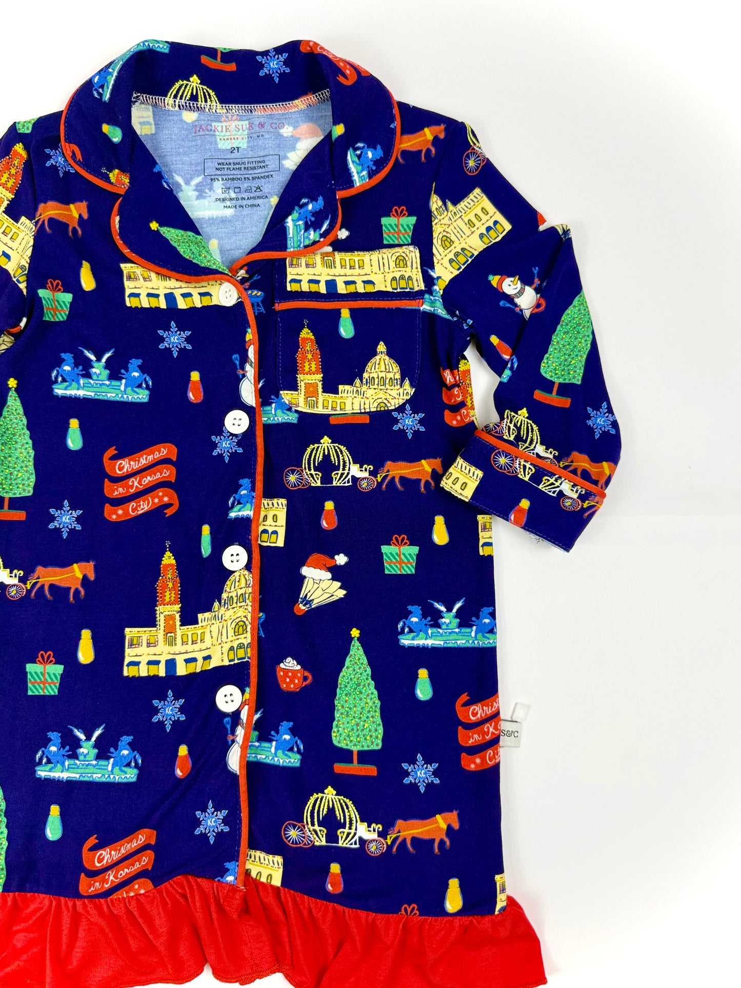 Christmas in Kansas City Girls Ruffle Nightgown