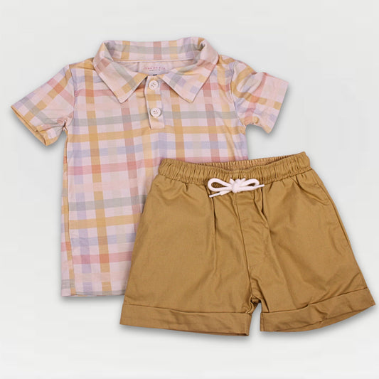 Farmstead Gingham Collection - Boys Bamboo Polo