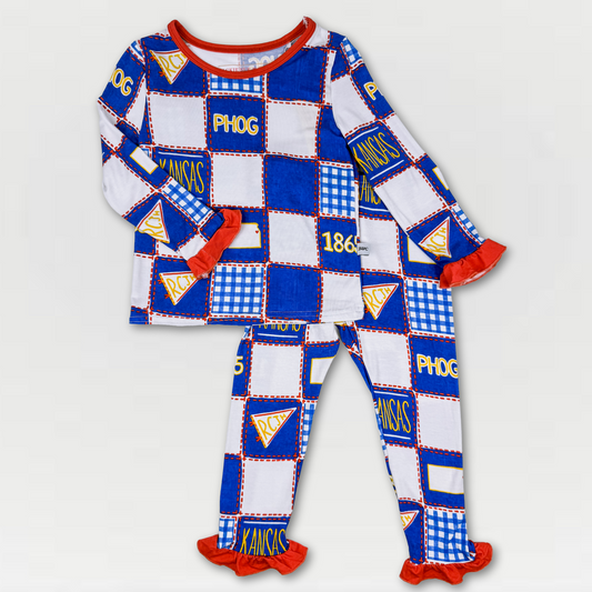 Kansas Quilted College 2-Piece Ruffled Bamboo Pajama