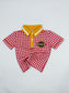 Boys Red and Gold Gingham Football Polo