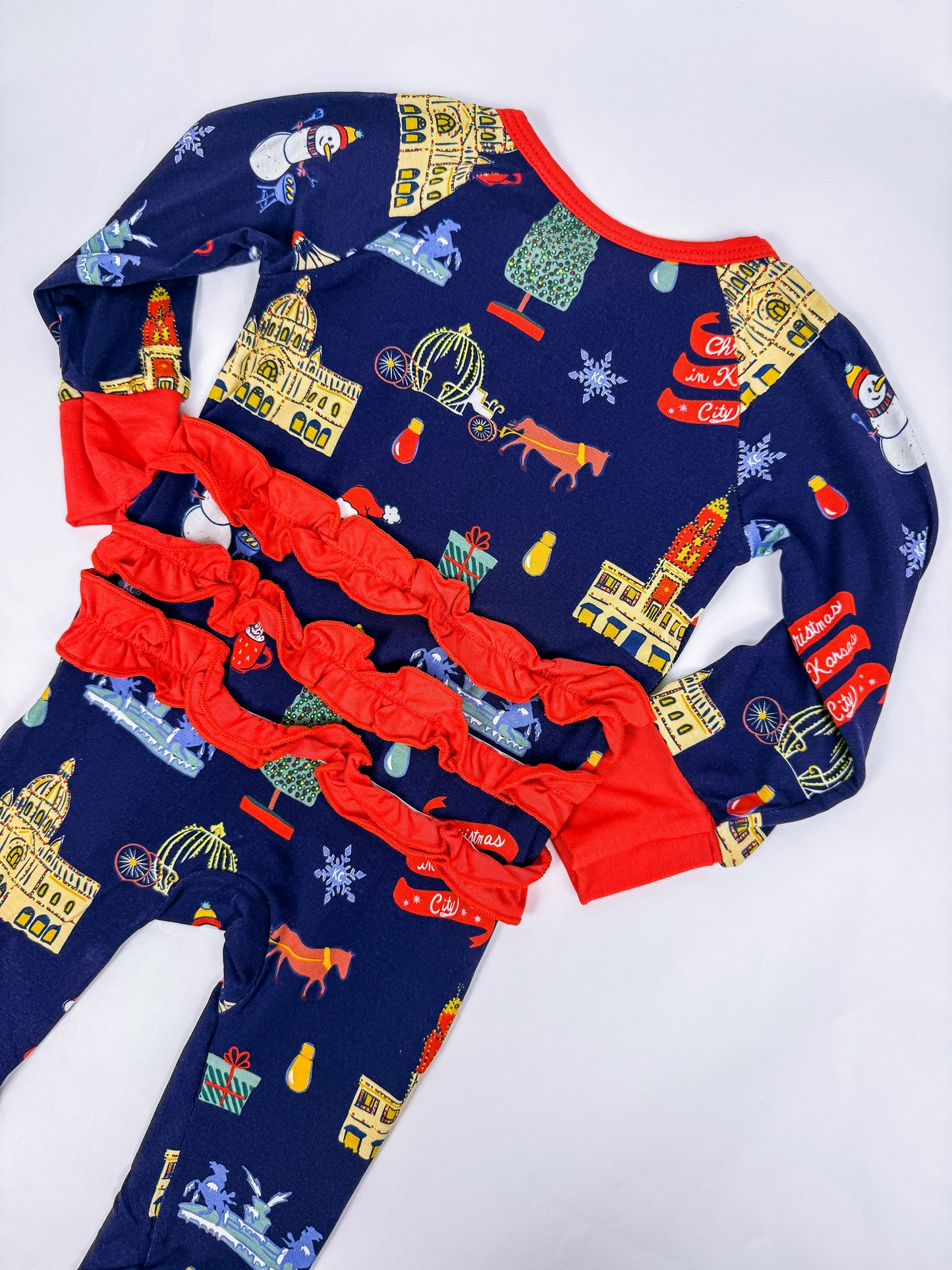 (Pre-Order) Christmas in Kansas City Ruffle Zip Convertible Pajamas