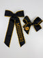 Embroidered Paw Print Black & Gold Grosgrain Spirit Bow - MU Inspired