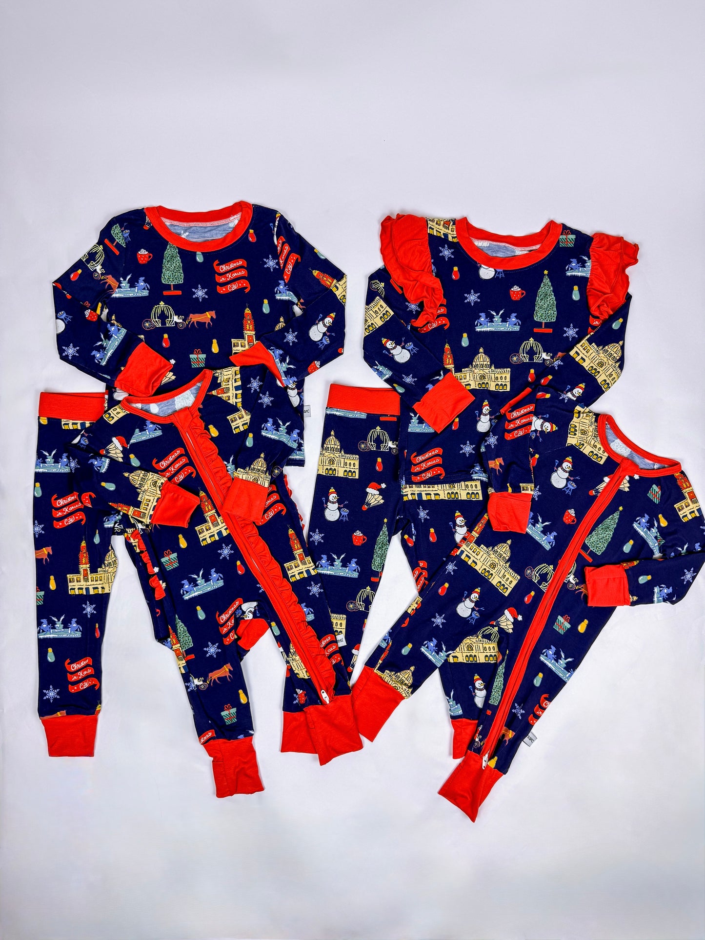 (Pre-Order) Christmas in Kansas City Ruffle Zip Convertible Pajamas
