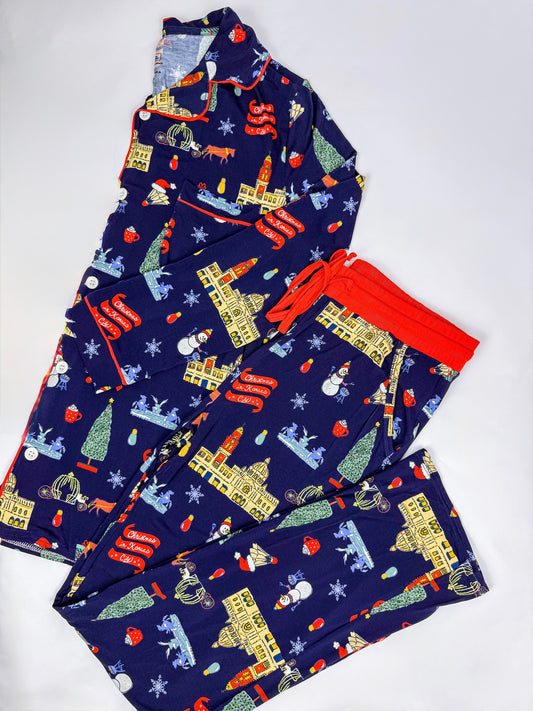Christmas in Kansas City Unisex Adult Bamboo Pajama Set