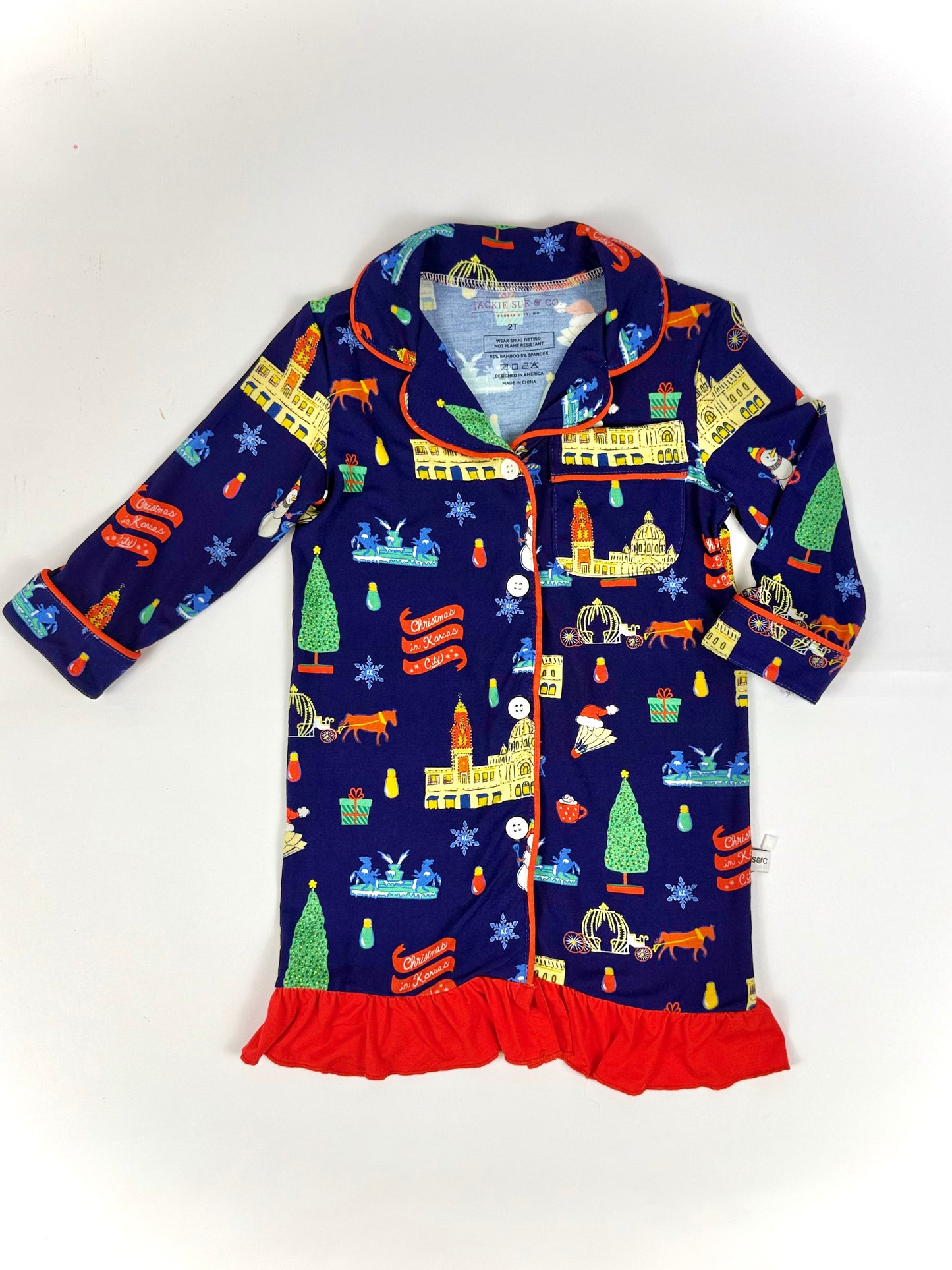 Christmas in Kansas City Girls Ruffle Nightgown