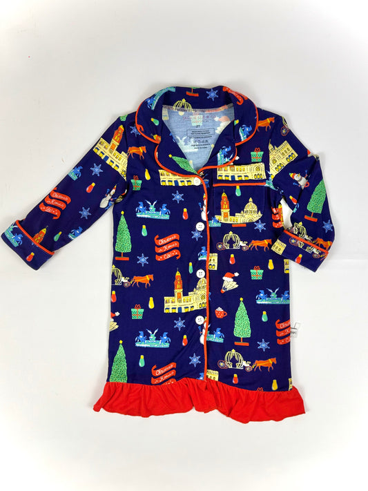 Christmas in Kansas City Girls Ruffle Nightgown
