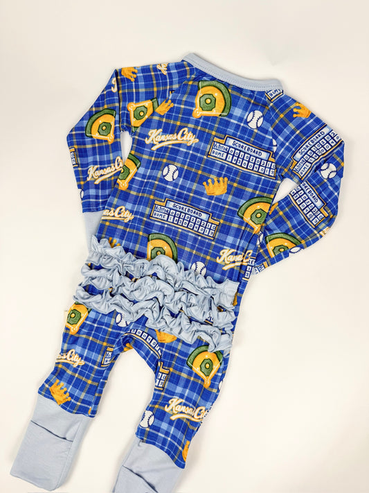 Heritage Plaid Baseball Ruffle Zip Convertible Bamboo Pajama