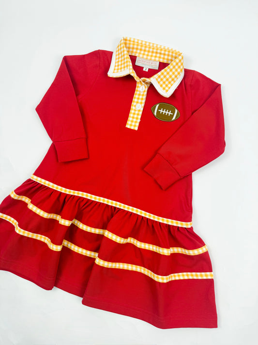 Appliqué Football Long Sleeve Dress