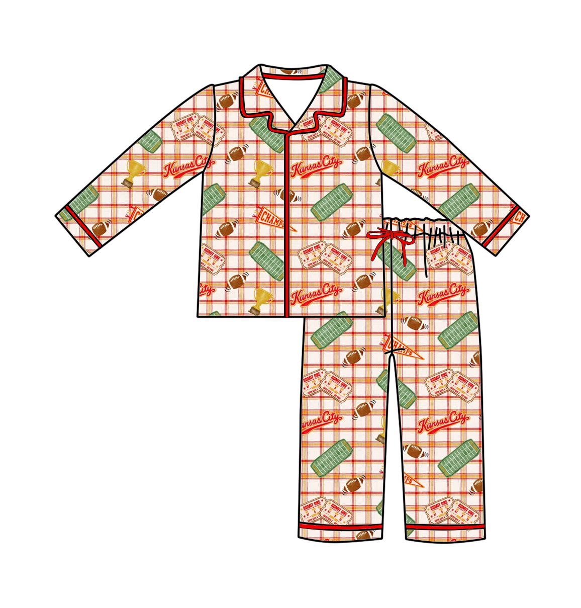 (Pre-Order) Adult Heritage Plaid Bamboo Set | Kansas City Football Inspired Pajamas