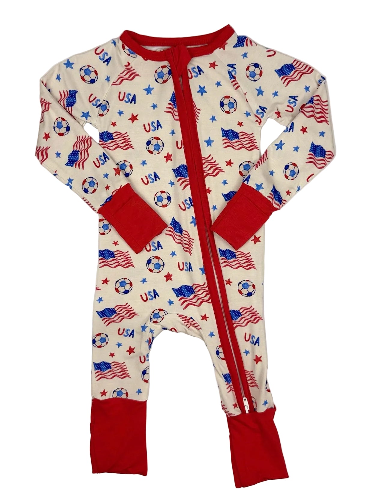 Stars, Stripes & Soccer Convertible Zip Bamboo Pajamas