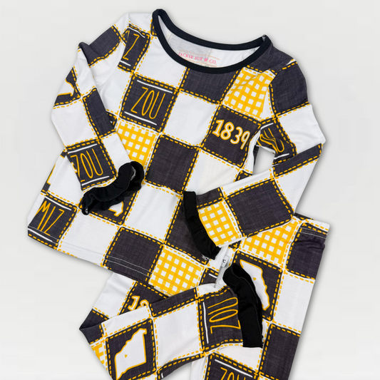 Missouri Quilted College 2-Piece Ruffled Bamboo Pajama